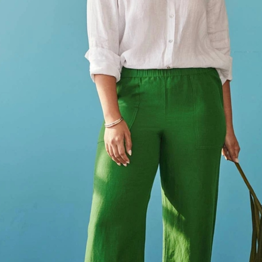 J. Jill Green Linen Blend Pants EUC! - Picture 2 of 9